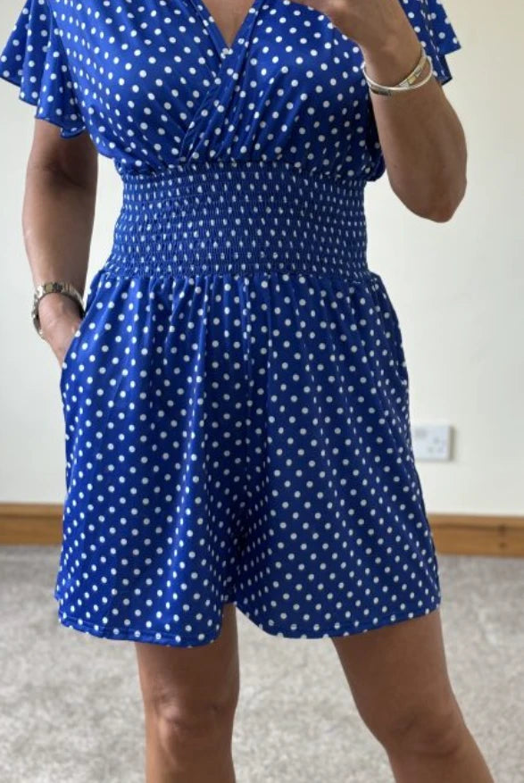 💕Letnia wyprzedaż 💕 Kombinezon w kropki z dekoltem w serek🙆♀️