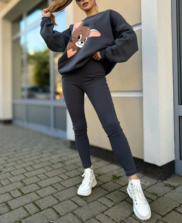 Bluza z wysokim stanem spodnie sportowy garnitur
