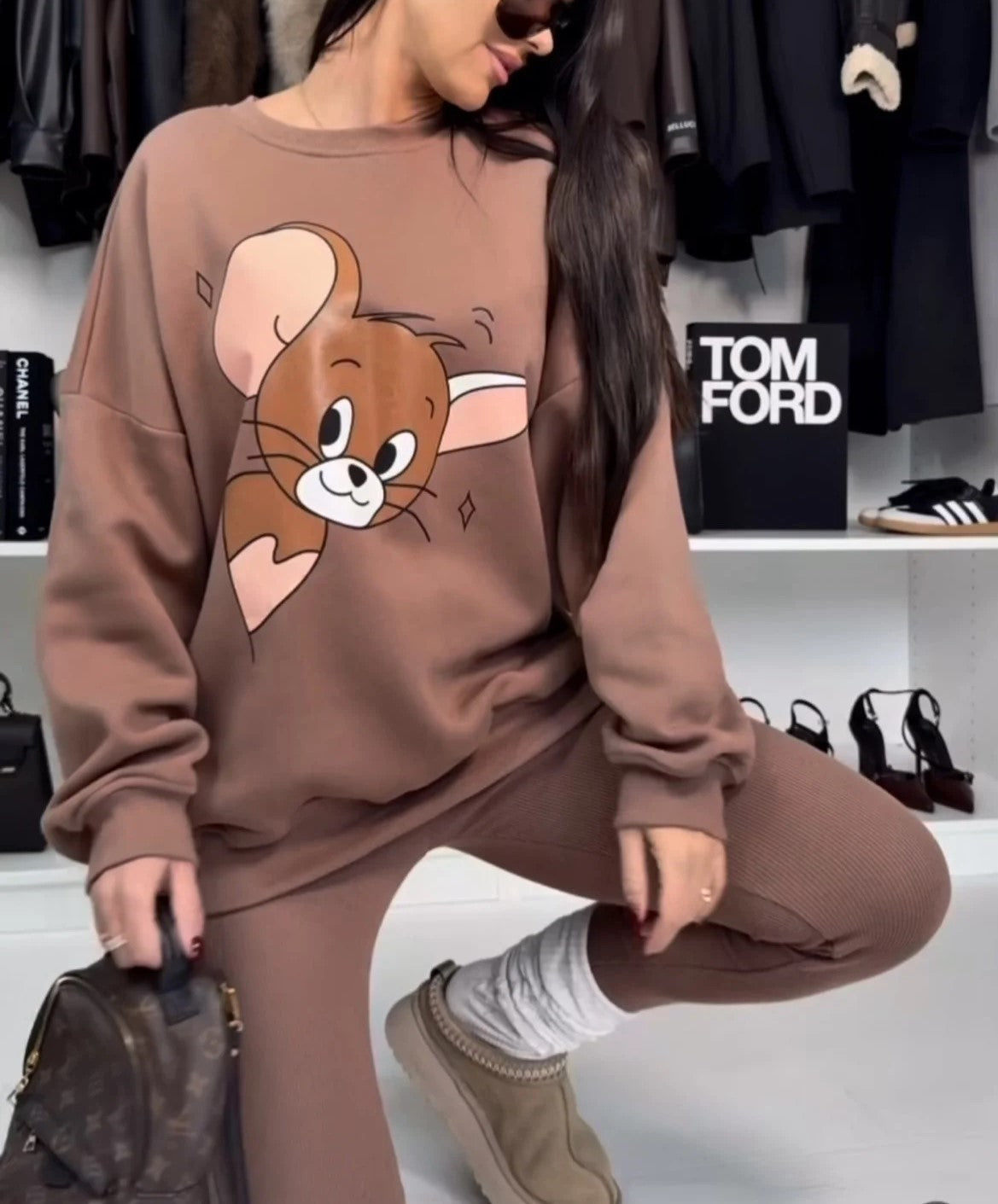 Bluza z wysokim stanem spodnie sportowy garnitur