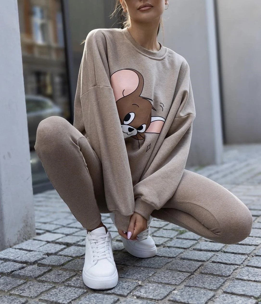 Bluza z wysokim stanem spodnie sportowy garnitur
