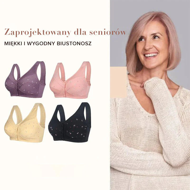 ✨Kup 1 sztukę i 2 sztuki gratis✨ Projekt dla seniorów Bawełniany biustonosz z zapięciem z przodu