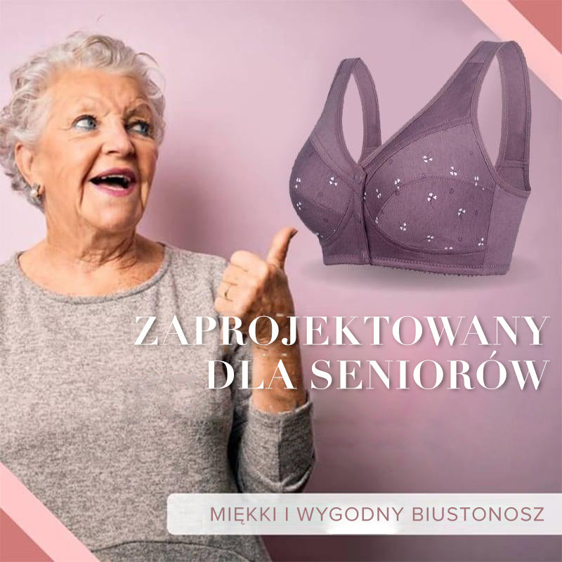 Bawełniany biustonosz dla seniorów z zapięciem z przodu