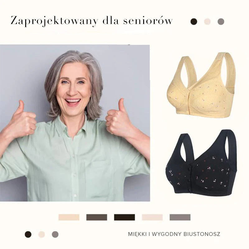 ✨Kup 1 sztukę i 2 sztuki gratis✨ Projekt dla seniorów Bawełniany biustonosz z zapięciem z przodu